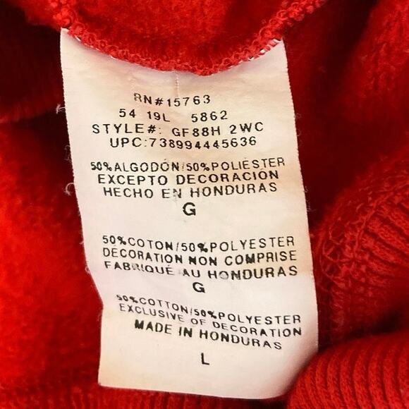 Champion Red Crew Neck Logo Fleece Spell Out Oversized Pullover Sweatshirt Sz L - Picture 5 of 5